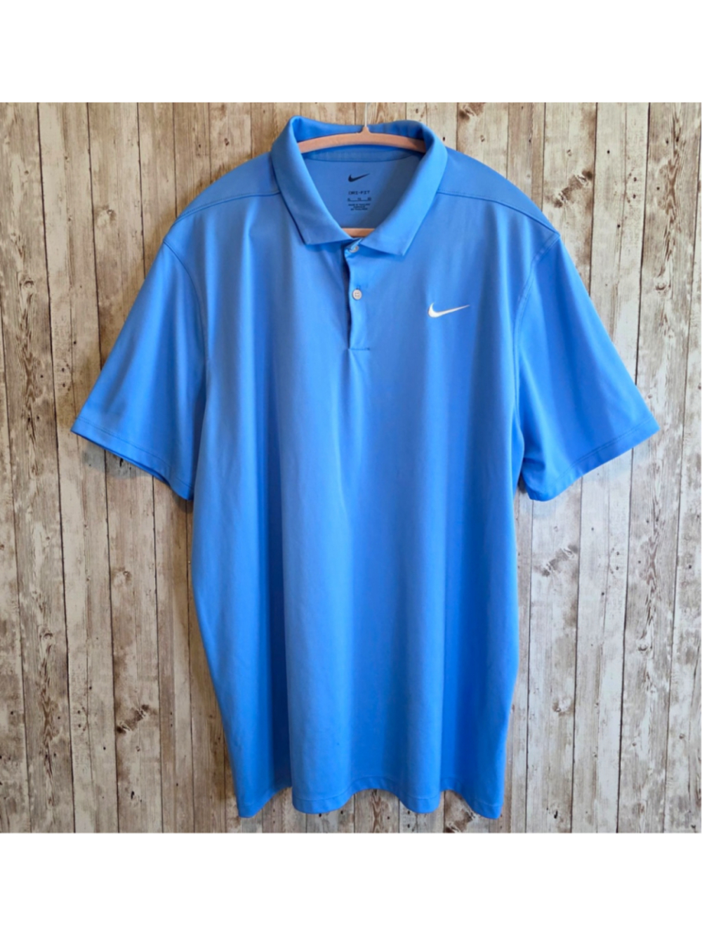 Nike Dri-FIT Men's XL Regular Blue Solid Short Sleeve Collared Polo Shirt